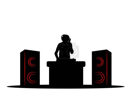 Ilustración de DJ Silhouette en Disco. Estilo de vida profesión y ocio concepto vector - Imagen libre de derechos