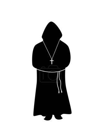 Silhouette of a Monk. Belief and religious people concept vector