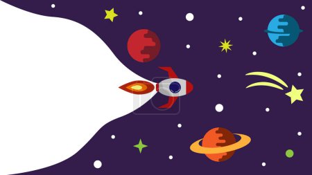 Rocket Flying through Space. Nature exploration and startup idea concept vector