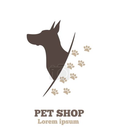 Dog Silhouette with Traces Pet Shop Logo  Animals and wildlife concept vector