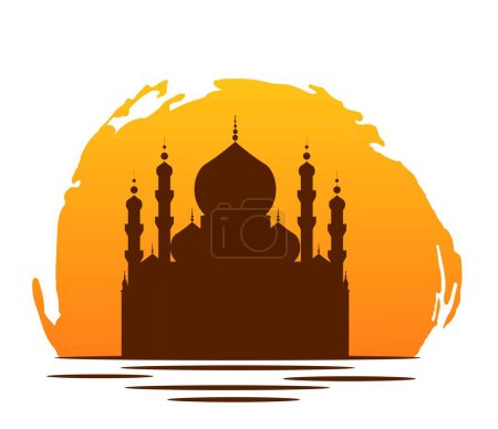 Silhouette of a Mosque in the Sun. Religion and history concept vector