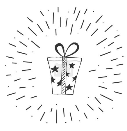 Hand Drawn Birthday Present Box. Holidays and birthday celebration concept vector