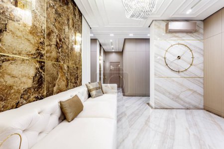 Photo for Living room in rich modern home italian marble floor - Royalty Free Image