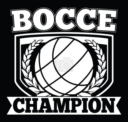 Ilustración de Bocce Champion Badge Emblem Illustration (en inglés). Vector de diseño de camiseta - Imagen libre de derechos