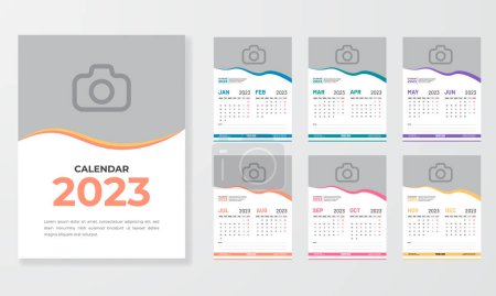 Téléchargez les illustrations : Modèle de calendrier mural vertical minimaliste créatif 2023 nouvelle année - en licence libre de droit