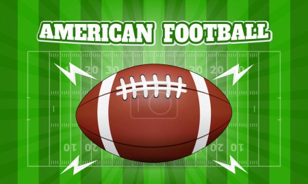 Illustration for American football illustration on sunburst background design - Royalty Free Image