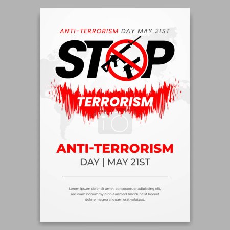 Illustration for Anti-terrorism day May 21st with stop terrorism campaign flyer design - Royalty Free Image