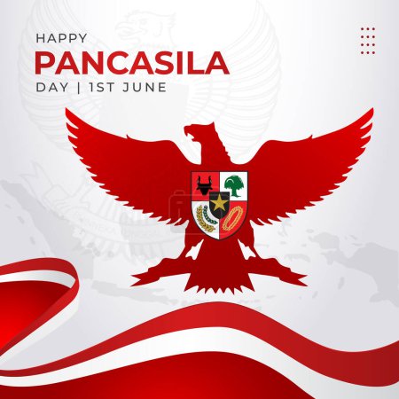 Día indonesio de Pancasila 01 de junio banner en el diseño de fondo blanco