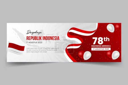Téléchargez les illustrations : Indonésie Independence Day 17 et 78 août Indonésie Independence illustration banner design - en licence libre de droit