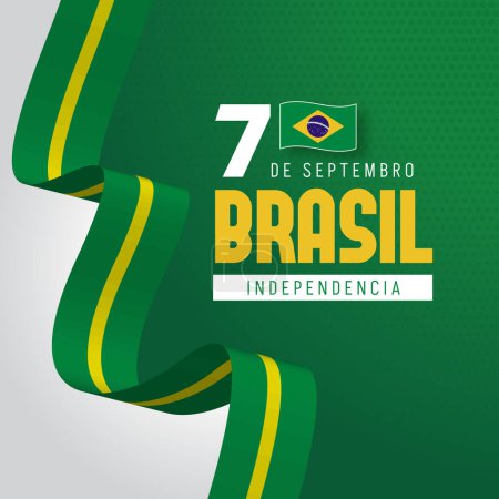 Téléchargez les illustrations : 7 De Septembro Brasil Independencia. Brésil Jour de l'indépendance 7 septembre avec drapeau et ruban illustration - en licence libre de droit