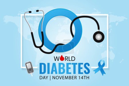 Foto de Día Mundial de la Diabetes 14 de noviembre banner con ilustración icono de la diabetes - Imagen libre de derechos