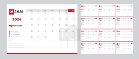 Foto de Plantilla de calendario mensual de escritorio para 2024 año para negocios en un estilo minimalista - Imagen libre de derechos
