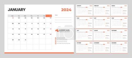 Foto de Plantilla de calendario de escritorio para 2024 años para negocios en un estilo minimalista - Imagen libre de derechos