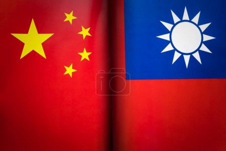 Photo for Background of the flags of the taiwan and china. The concept of interaction or counteraction between the two countries. International relations. political negotiations. Sports competition. - Royalty Free Image