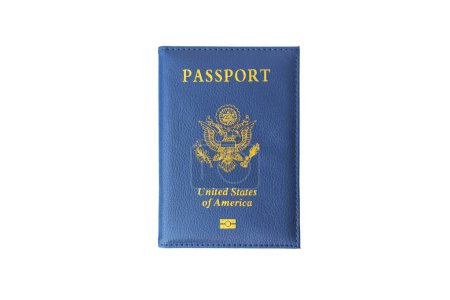 Closed United States Passport isolated on White Background. the concept of obtaining US citizenship. A citizen of the United States.