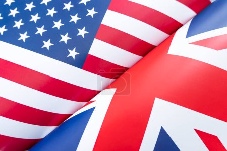 Photo for Mixed Flags of the USA and brithish Union Jack flag. - Royalty Free Image