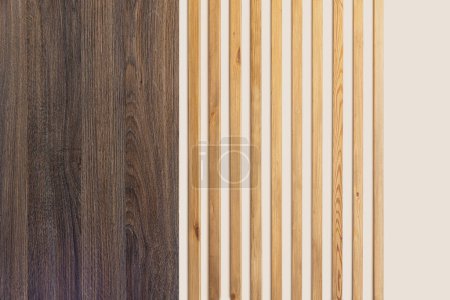 Foto de Patrón sin costuras de revestimiento de pared moderno con listones de madera verticales para el fondo - Imagen libre de derechos