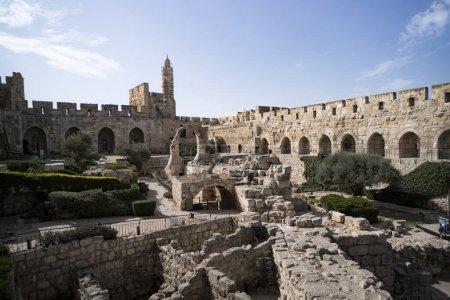 Photo for Jerusalem, Israel picturesque view of the Tower of David inside the fortress - Royalty Free Image