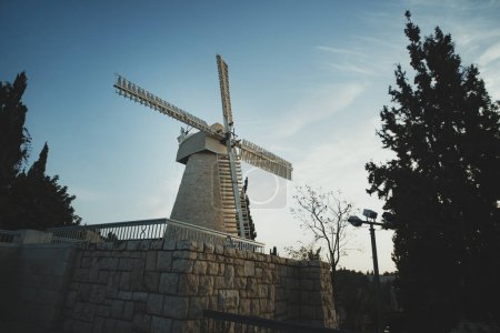 Photo for Morning view of Ancient Windmill in Old Jerusalem,The Montefiore Windmill less-commonly known as the Jaffa Gate Mill, Israel. - Royalty Free Image