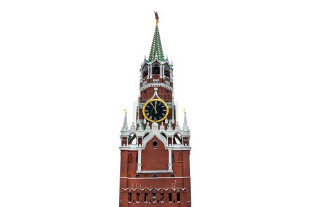 Photo for 12 hours on the chimes of the Spasskaya Tower of the Moscow Kremlin isolated on a white background - Royalty Free Image