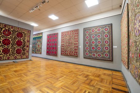 Photo for Carpets, handmade items in museum. State Museum of Applied Arts of Uzbekistan. October 28th. 2023 Tashkent, Uzbekistan. - Royalty Free Image