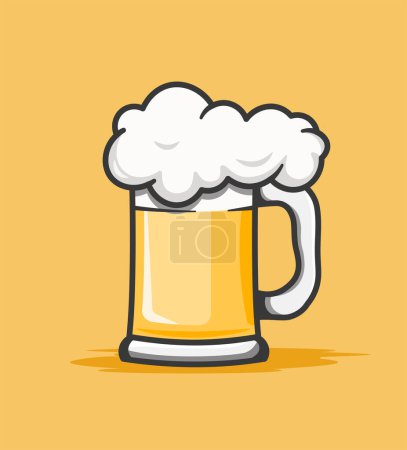 Illustration for Vector beer glass drink with foam. Flat beer cup sign illustration design - Royalty Free Image