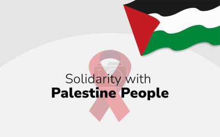 Illustration for Flat white background with Palestine flag and awareness ribbon for International Day of Solidarity with Palestine People. Easy to edit and customize the vector design. - Royalty Free Image