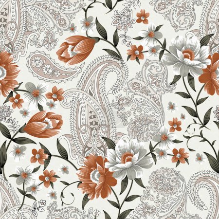 it's a unique digital Traditional Geometric Ethnic border, floral leaves baroque pattern and Mughal art elements, Abstract texture motif, and vintage Ornament artwork combination for textile printing.