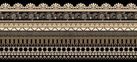 Foto de It's a unique digital Traditional Geometric Ethnic border, floral leaves baroque pattern and Mughal art elements, Abstract texture motif, and vintage Ornament artwork combination for textile printing. - Imagen libre de derechos