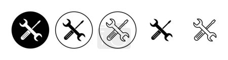 Ilustración de Herramientas de reparación conjunto de iconos. vector icono de herramienta. configuración vector icono. Llave y destornillador. soporte, servicio - Imagen libre de derechos