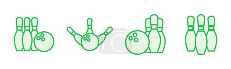 Illustration for Bowling icon set. bowling ball and pin icon. bowling pins - Royalty Free Image
