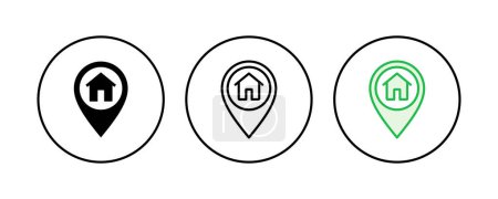 Illustration for Address icon set. home location icon vector - Royalty Free Image