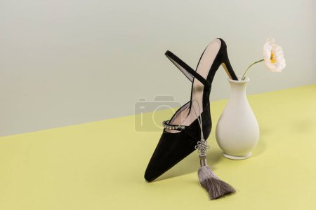 collection of korean traditional objects, ceramic vase, high heel and Norigae ornaments