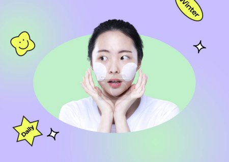 Schönheit und Kosmetik Plakatvorlage mit schönen asiatischen koreanischen Modell