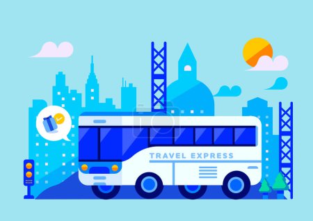 Express-Bus-Ticket-Geschenk-Service-App mit mobiler Coupon-Vektorillustration