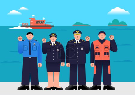 illustration concept of anniversary, hero's day, maritime police