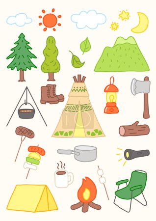 Camping Supplies  set vector illustration