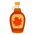 Tasty maple syrup. Ingredient for waffles, pancakes, breakfast. Cartoon vector illustration in flat style on white background