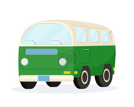Illustration for Funny old retro style green vintage classic car icon art. Template design. Flat vector illustration isolated on white background. - Royalty Free Image