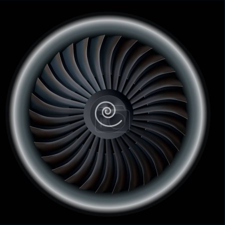 Foto de Vista de primer plano del motor Jet en la ilustración del vector de fondo negro - Imagen libre de derechos
