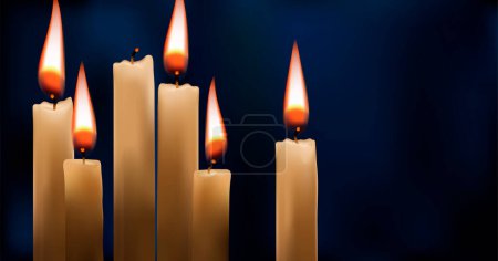 Foto de Vector velas encendidas realistas sobre un fondo oscuro ilustración - Imagen libre de derechos