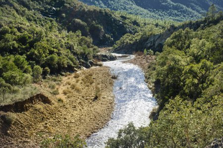 Téléchargez les photos : Rivière de montagne à Estrel France. Après de fortes pluies, ce petit ruisseau devient un torrent impétueux. - en image libre de droit