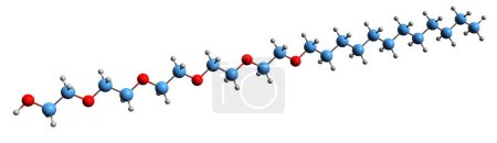 Photo for 3D image of Pentaethylene glycol monododecyl ether skeletal formula - molecular chemical structure of nonionic surfactant C12E5 isolated on white background - Royalty Free Image