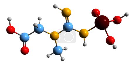 Foto de Imagen 3D de la fórmula esquelética de fosfocreatina: estructura química molecular del fosfato de creatina aislado sobre fondo blanco - Imagen libre de derechos
