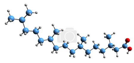 Foto de Imagen 3D de la fórmula esquelética del ácido fitánico - estructura química molecular del ácido fitanoico aislado sobre fondo blanco - Imagen libre de derechos