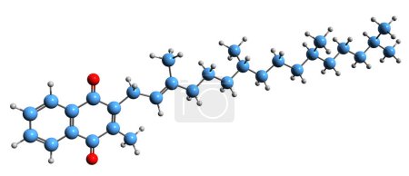 Téléchargez les photos : Image 3D de la formule squelettique de Phytomenadione - structure chimique moléculaire de la vitamine K1 isolée sur fond blanc - en image libre de droit