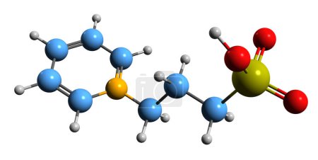 Téléchargez les photos : Image 3D de la formule squelettique du propanesulfonate de pyridinium - structure chimique moléculaire de l'acide propanesulfonique isolé sur fond blanc - en image libre de droit