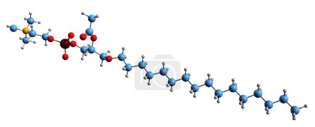 Foto de Imagen 3D de la fórmula esquelética del factor activador de plaquetas: estructura química molecular del PAF-acether aislado sobre fondo blanco - Imagen libre de derechos