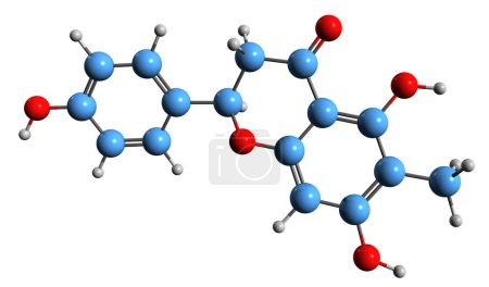 Foto de Imagen 3D de la fórmula esquelética de Poriol - estructura química molecular de la flavanona C-metilada aislada sobre fondo blanco - Imagen libre de derechos
