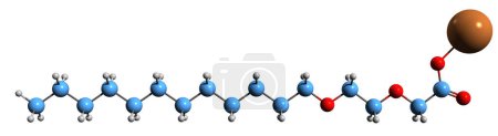Téléchargez les photos : Image 3D de la formule squelettique du carboxylate de potassium Laureth-4 - structure chimique moléculaire d'un tensioactif isolé sur fond blanc - en image libre de droit